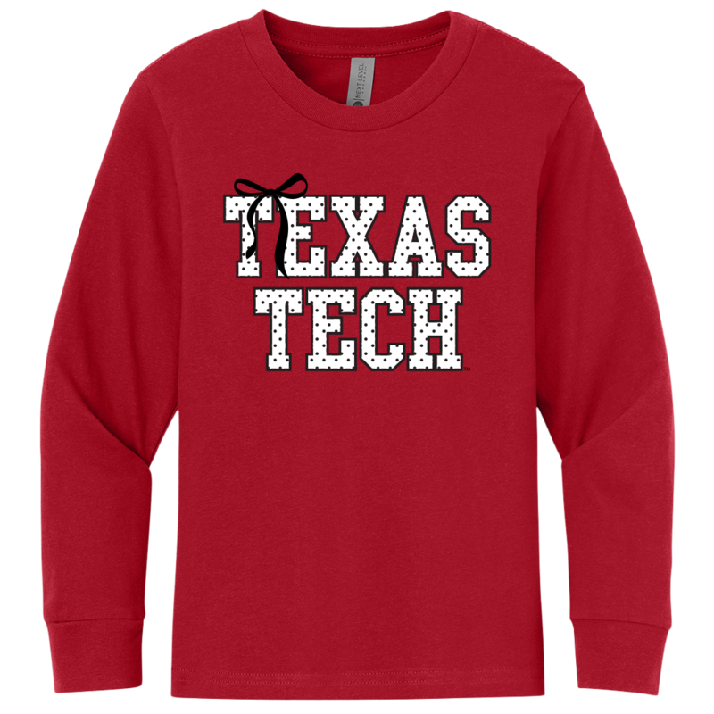 Next Level Polka Dot Bow Stack Youth Long Sleeve Tee