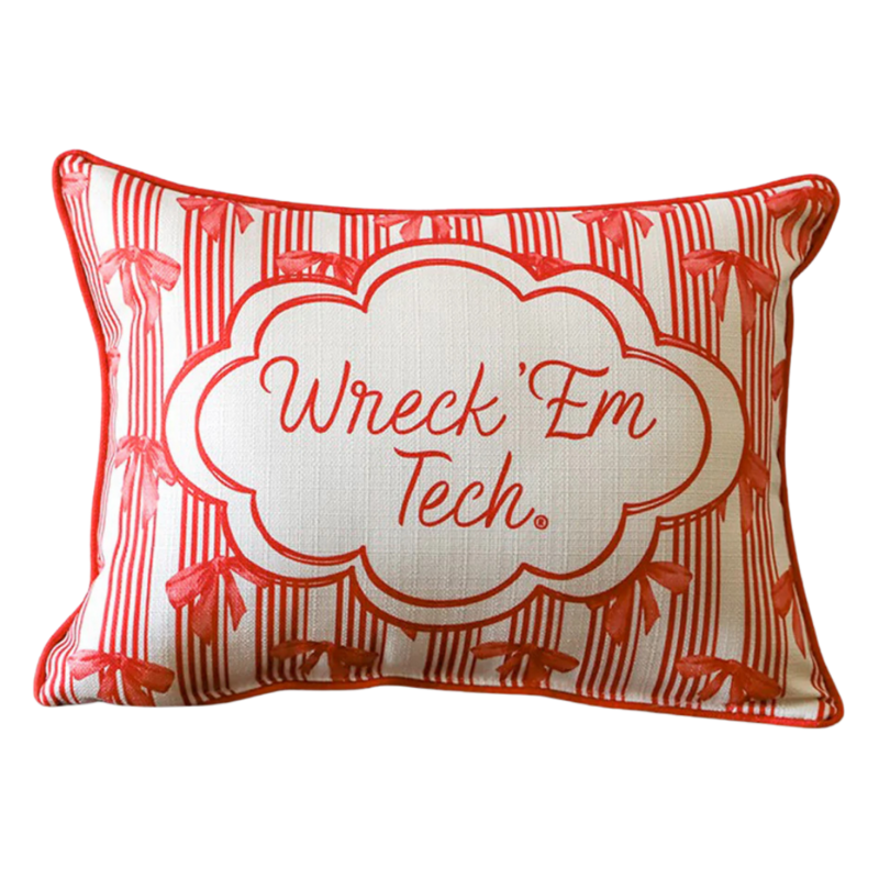 Little Birdie Home Wreck 'em Tech Bow Piped Pillow