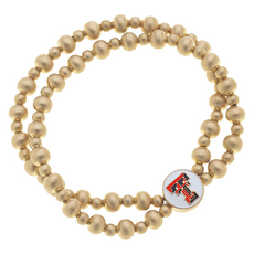Canvas Style Gold Bead Duo Double T Stretch Bracelet