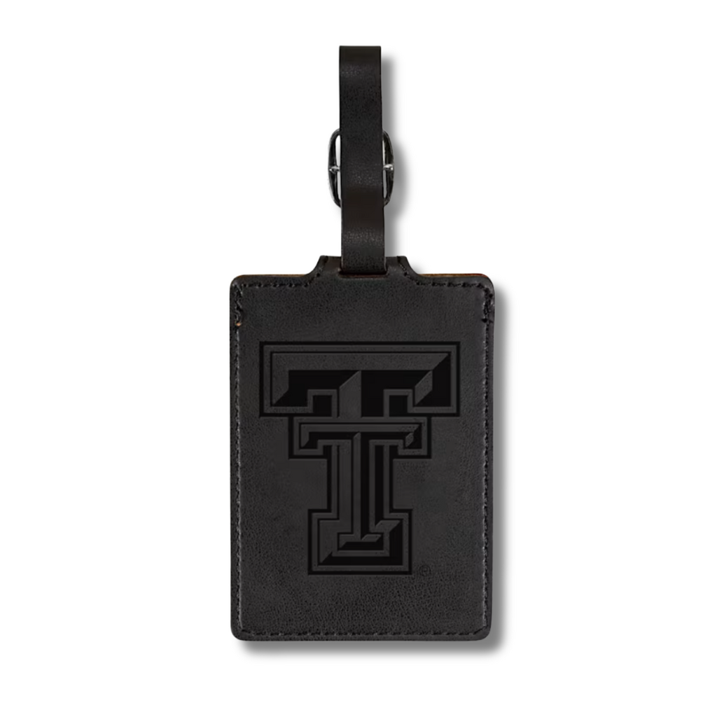 Leather Luggage Tag w/ Engraved Texas Tech
