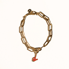 Nickel & Suede Gold Guns Up Charm Bracelet