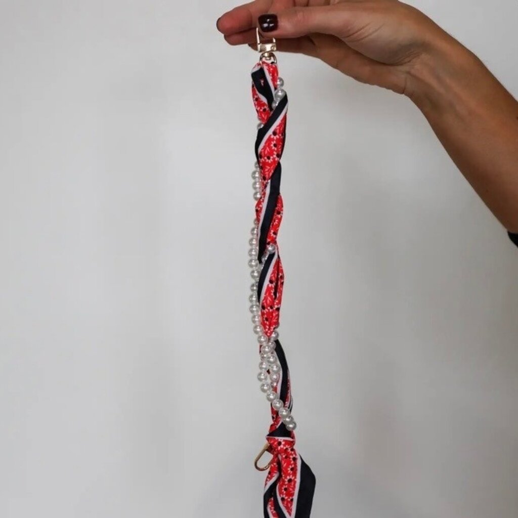 Victory Lap Woven Scarf Pearl Phone Strap/Wristlet