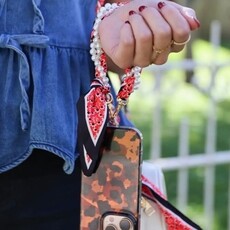 Victory Lap Woven Scarf Pearl Phone Strap/Wristlet