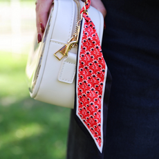 Victory Lap Woven Scarf Chain Purse Strap - Black/Red