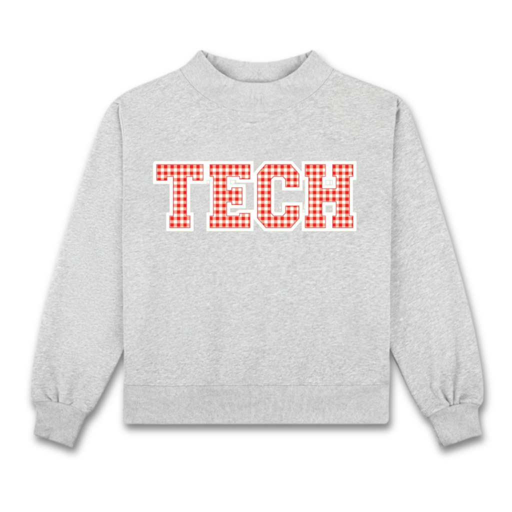 Duo Threads Red Gingham Mock Neck Sweatshirt