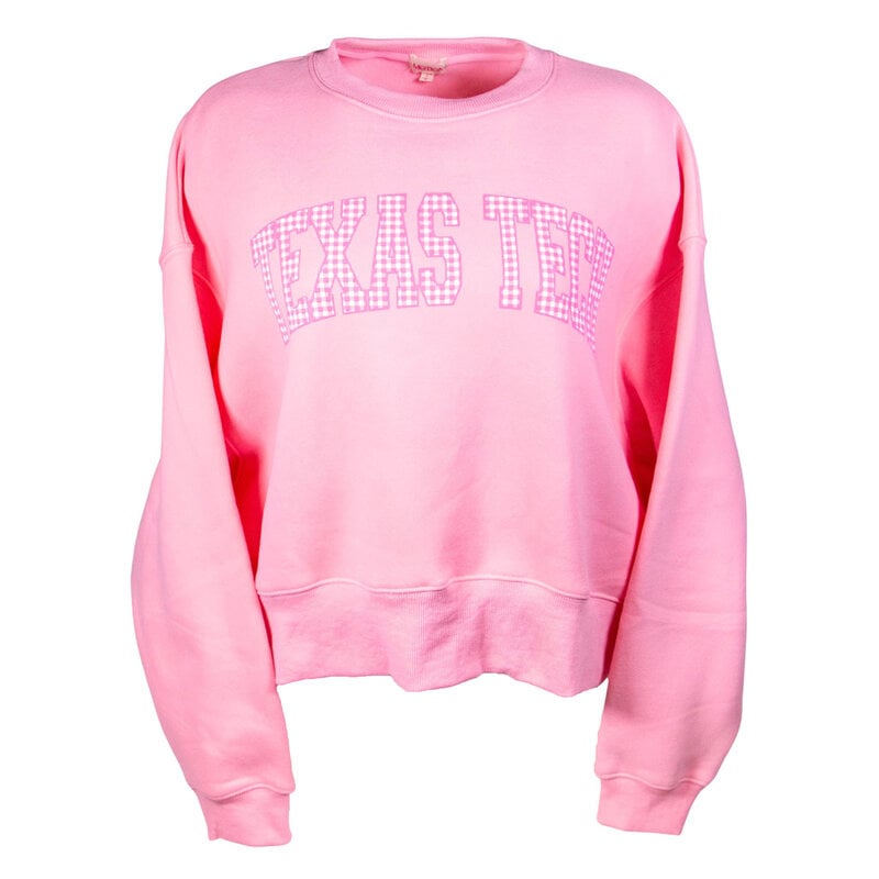 TCEC Gingham Check Mock Crop Sweatshirt