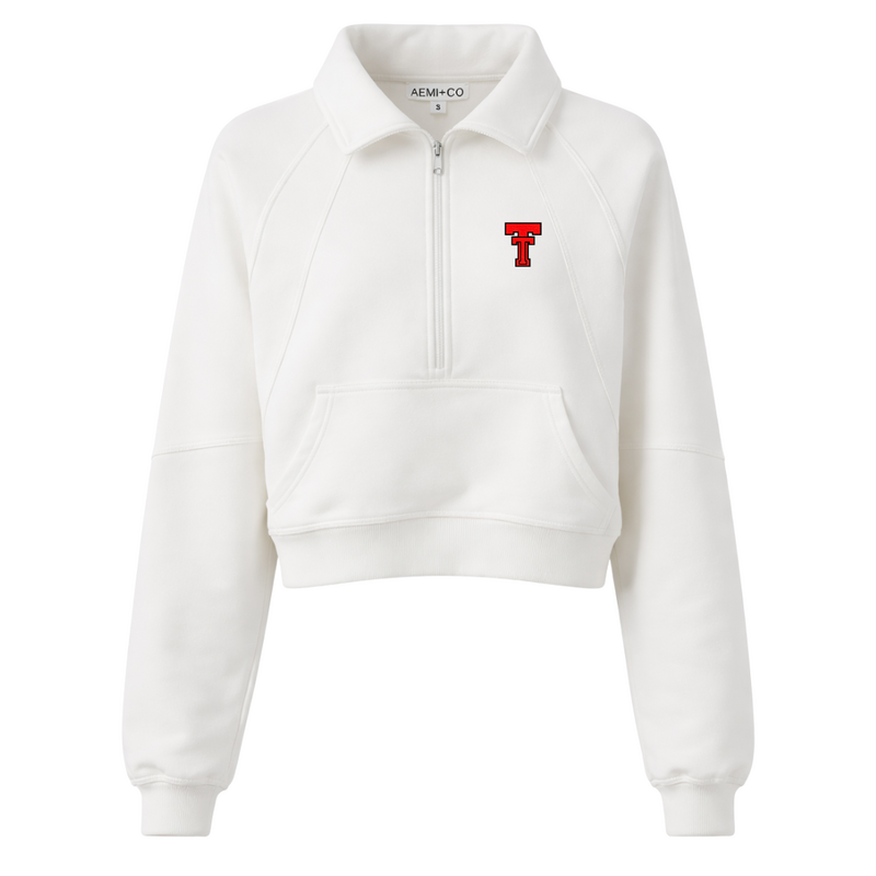 AEMI+CO Throwback Dove Neck Half Zip