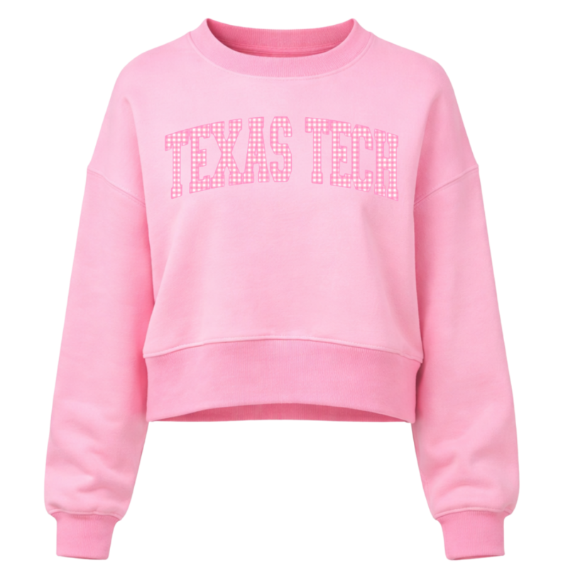 TCEC Gingham Check Mock Crop Sweatshirt