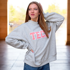 Duo Threads Red Gingham Mock Neck Sweatshirt