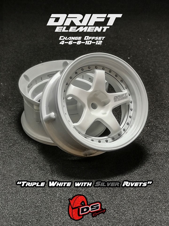 DS Racing Drift Element Adjustable Offset Wheels by DS Racing White