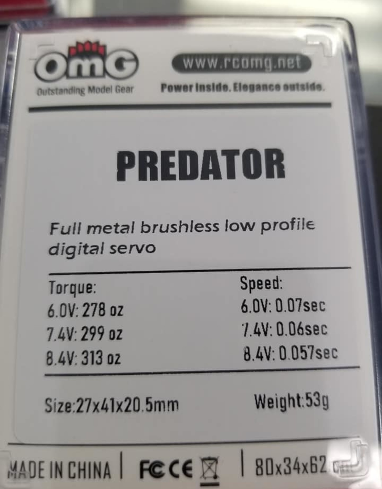 OmG Predator OMG-LP-168F Low Profile Brushless Digital Servo