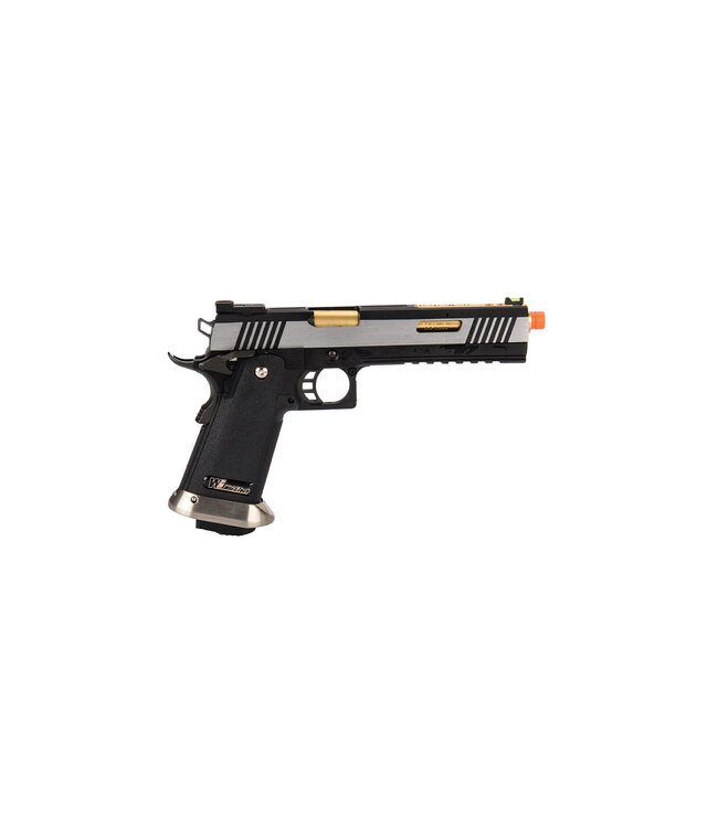 WE-Tech Hi-Capa 6" IREX Competition Full Auto Gas Blowback Airsoft Pistol (Black / Silver / Gold Barrel)