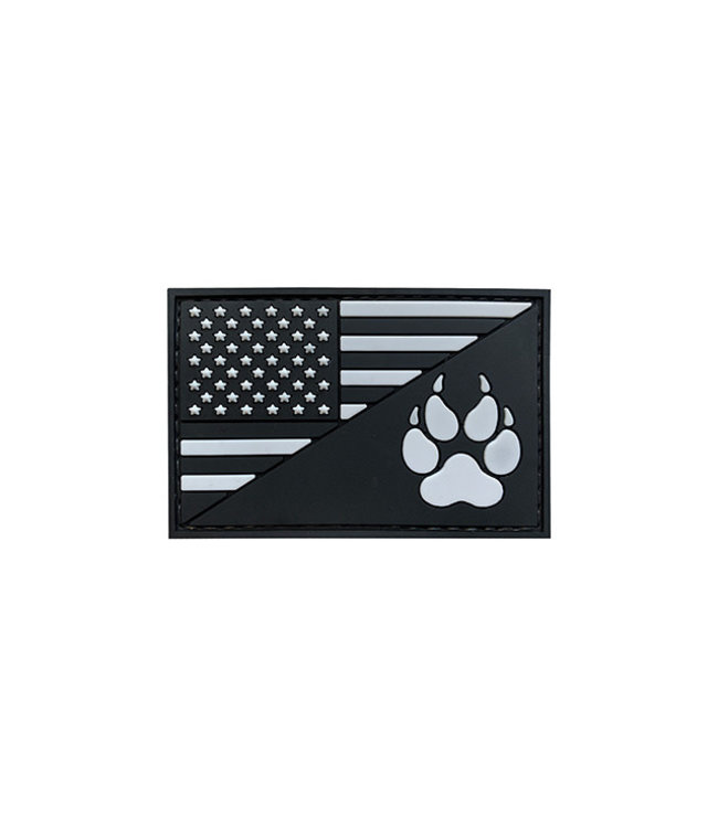 G-Force American Flag and K9 Paw PVC Morale Patch Black