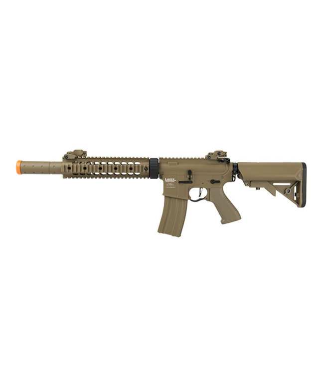 Lancer Tactical Low FPS Proline Gen 2 10" Keymod M4 Carbine Airsoft AEG Rifle with Mock Suppressor (Color: Tan)