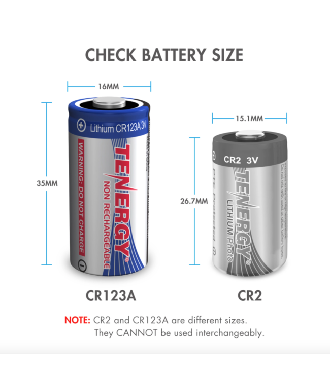 Tenergy CR123A Lithium Battery (Single)