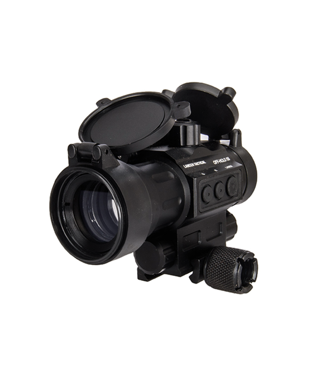 Lancer Tactical HD30L 1X30mm Green & Red Dot Sight with Red Laser Sight 2 MOA Red Dot Scope with Flip Lens Caps (Black)