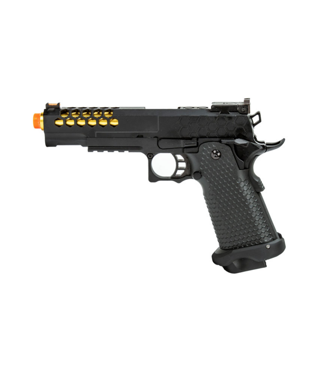 Golden Eagle 3339 OTS .45 Hi-Capa Gas Blowback Pistol w/ Hive Vented Slide (Color Black / Gold Barrel)