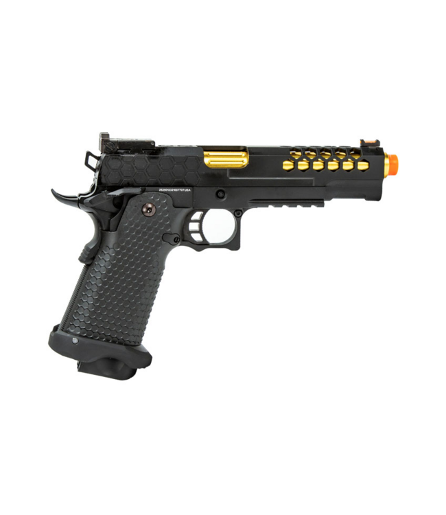 Golden Eagle 3339 OTS .45 Hi-Capa Gas Blowback Pistol w/ Hive Vented Slide (Color Black / Gold Barrel)