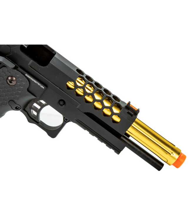 Golden Eagle 3339 OTS .45 Hi-Capa Gas Blowback Pistol w/ Hive Vented Slide (Color Black / Gold Barrel)
