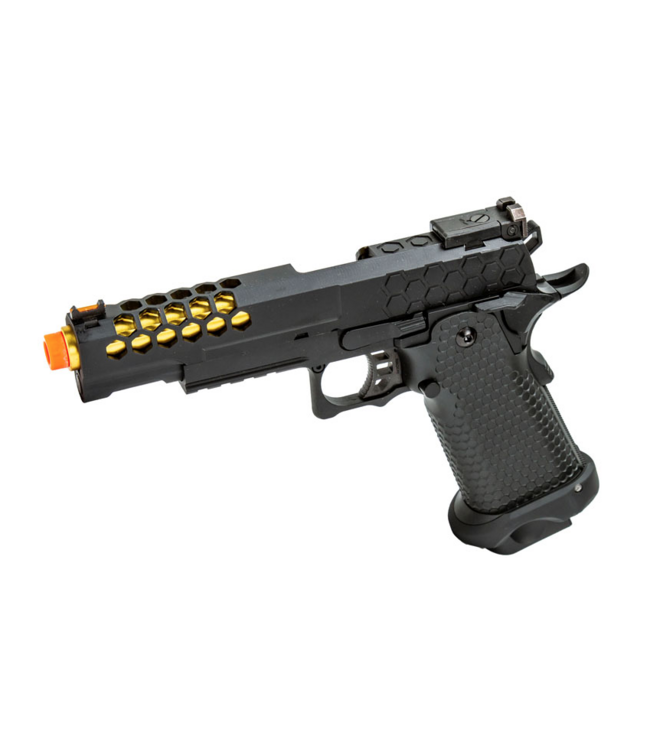 Golden Eagle 3339 OTS .45 Hi-Capa Gas Blowback Pistol w/ Hive Vented Slide (Color Black / Gold Barrel)