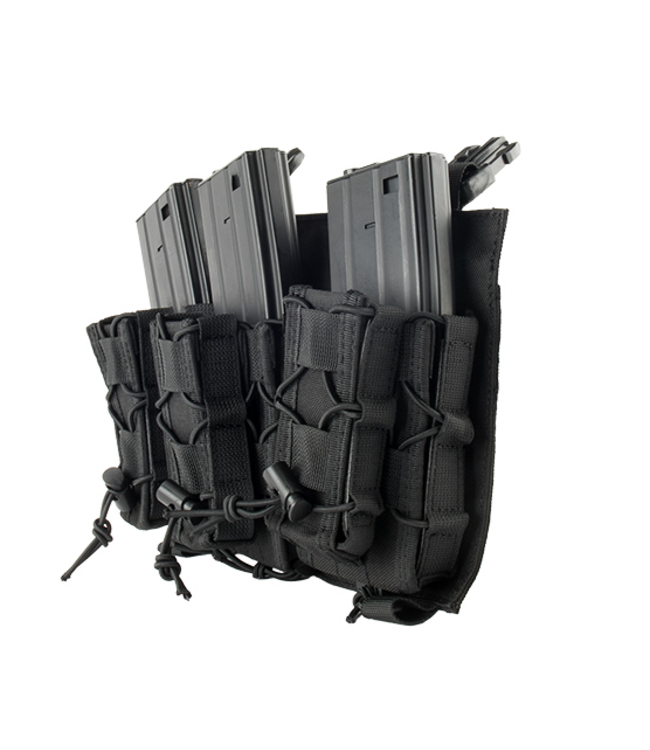 LANCER TACTICAL ADAPTIVE HOOK AND LOOP TRIPLE M4/PISTOL MAG POUCH (BLACK)