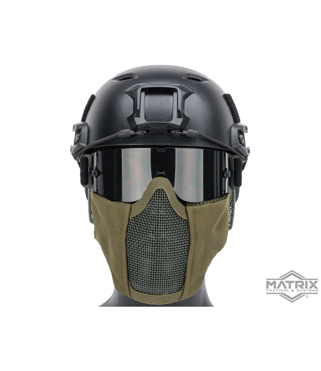 Matrix Carbon Striker Mesh Mask w/ Integrated Mesh Ear Protection (Color:  OD Green) - US Airsoft, Inc.