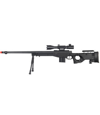 Well WELL MB4403BAB2 BOLT ACTION RIFLE w/FLUTED BARREL, ILLUMINATED SCOPE & BIPOD (COLOR: BLACK)