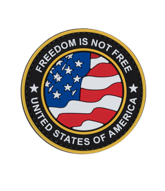 Lancer Tactical Round US Flag w/ "Freedom is Not Free" (Gold Version)