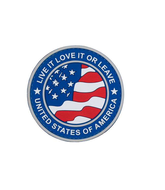 Round US Flag "Live it, Love It, or Leave It" PVC Patch (Blue Version)