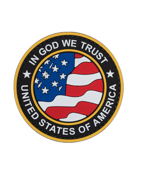 Lancer Tactical Round US Flag "In God We Trust" PVC Patch (Gold Version)