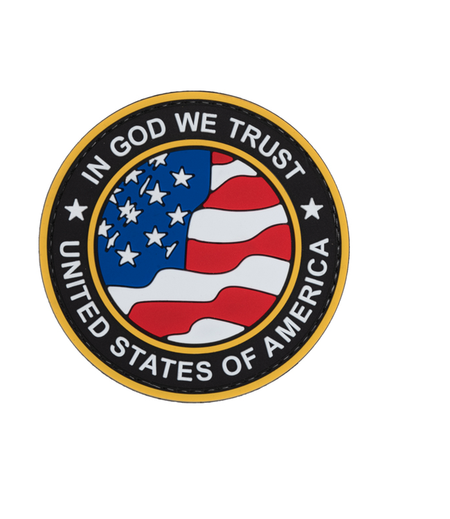 Round US Flag "In God We Trust" PVC Patch (Gold Version)