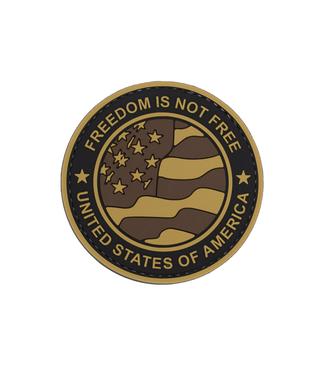Lancer Tactical Round US Flag "Freedom is Not Free" PVC Patch (Tan Version)