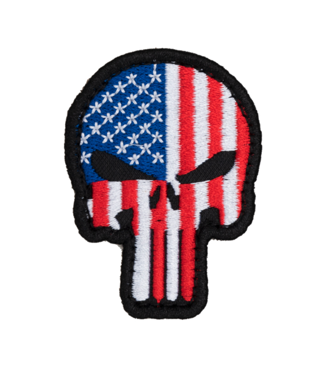 Embroidered Patriot Punisher US Flag PVC Patch (Color: American Flag)