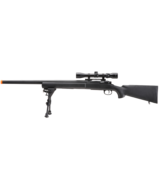 Lancer Tactical High FPS M24 Bolt Action Spring Powered Sniper Rifle w/ Scope & Bipod (Color: Black)