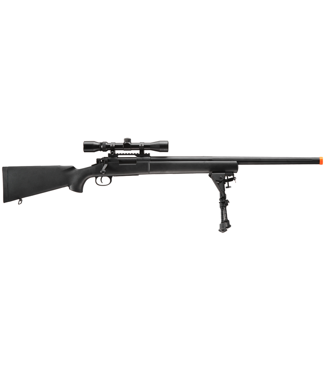 Lancer Tactical High FPS M24 Bolt Action Spring Powered Sniper Rifle w/ Scope & Bipod (Color: Black)