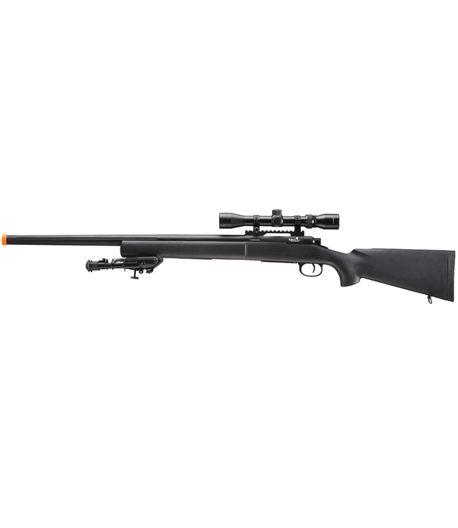 Lancer Tactical High FPS M24 Bolt Action Spring Powered Sniper Rifle w/ Scope & Bipod (Color: Black)