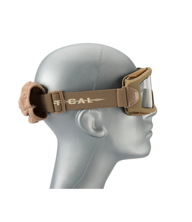 LANCER TACTICAL AERO PROTECTIVE TAN AIRSOFT GOGGLES (CLEAR LENS)