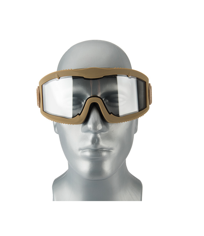 LANCER TACTICAL AERO PROTECTIVE TAN AIRSOFT GOGGLES (CLEAR LENS)