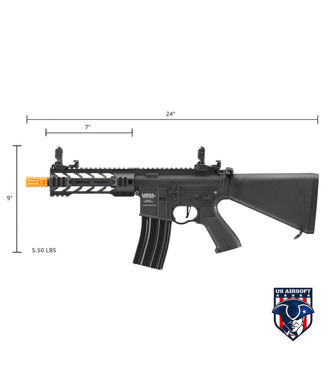 Lancer Tactical Proline 7" M-LOK Battle Hawk Airsoft AEG w/ Stubby Stock (Color: Black)