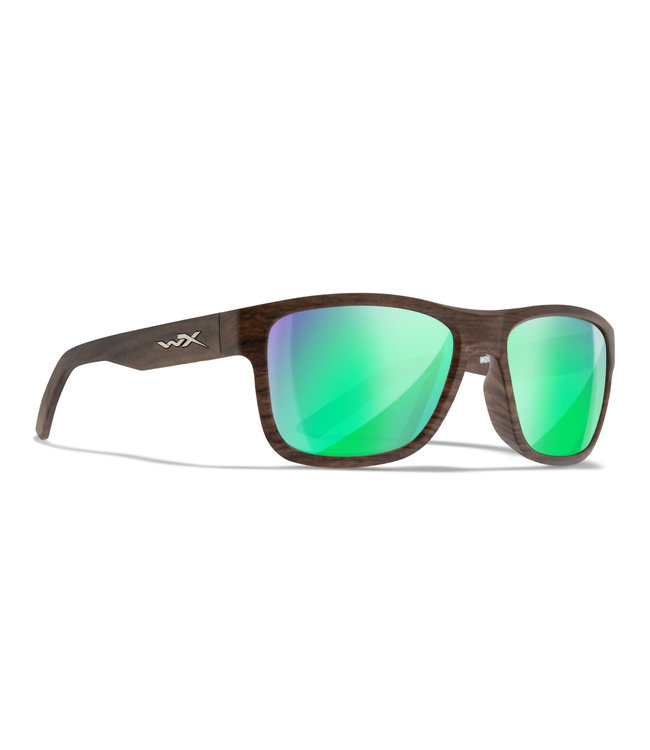 WileyX Ovation Matte Woodgrain Frame / Captivate POL Green Mirror