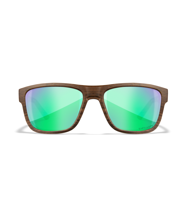 WileyX Ovation Matte Woodgrain Frame / Captivate POL Green Mirror