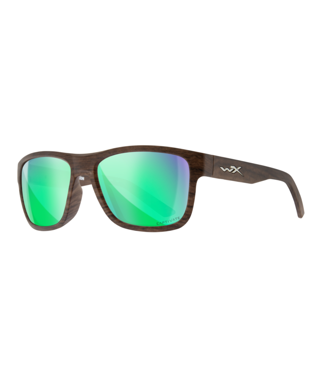 WileyX Ovation Matte Woodgrain Frame / Captivate POL Green Mirror