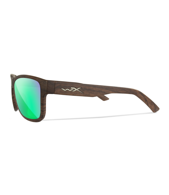 WileyX Ovation Matte Woodgrain Frame / Captivate POL Green Mirror
