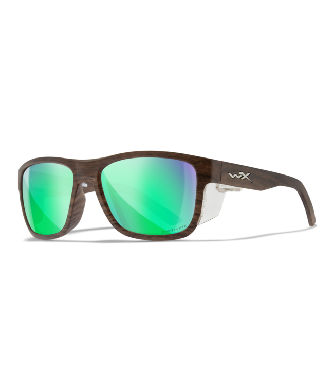 WileyX Ovation Matte Woodgrain Frame / Captivate POL Green Mirror