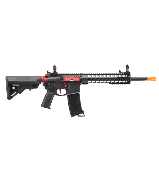 Lancer Tactical Gen 3 10" Keymod Airsoft M4 Carbine AEG Rifle with Red Accents (Color: Black)