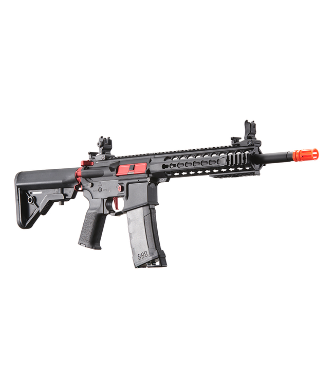 Lancer Tactical Gen 3 10" Keymod Airsoft M4 Carbine AEG Rifle with Red Accents (Color: Black)