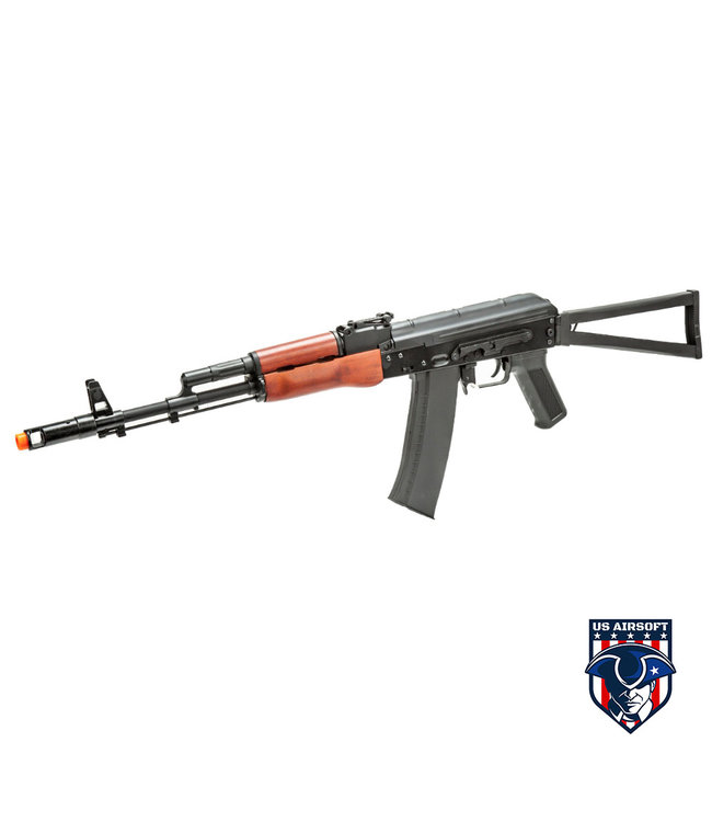 Lancer Tactical AK-Series AK-74N AEG w/ Skeleton Folding Stock (Real Wood Furniture)