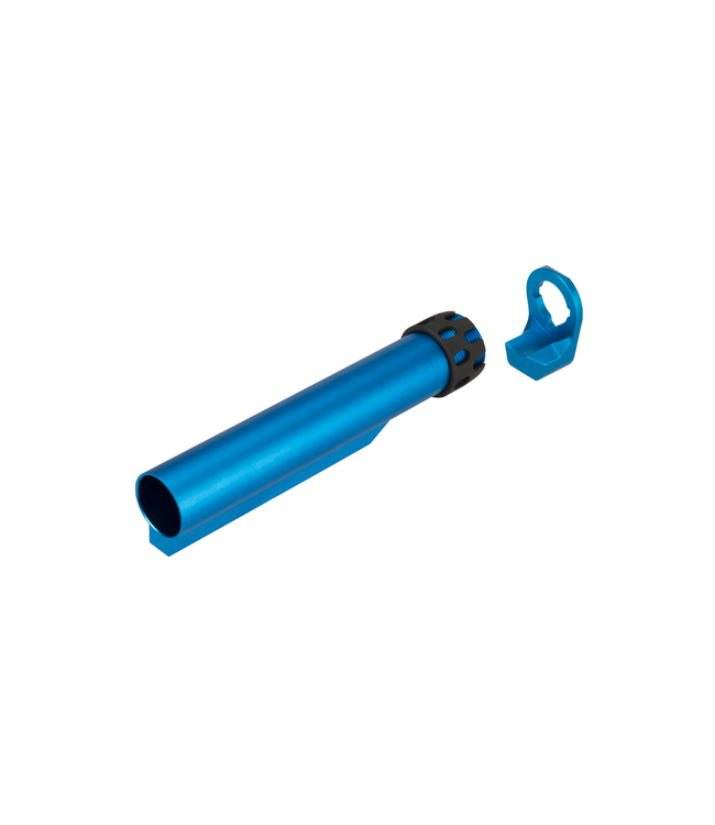 Lancer Tactical Buffer Tube, Extended End Plate, and Enhanced Castle Nut (Blue)