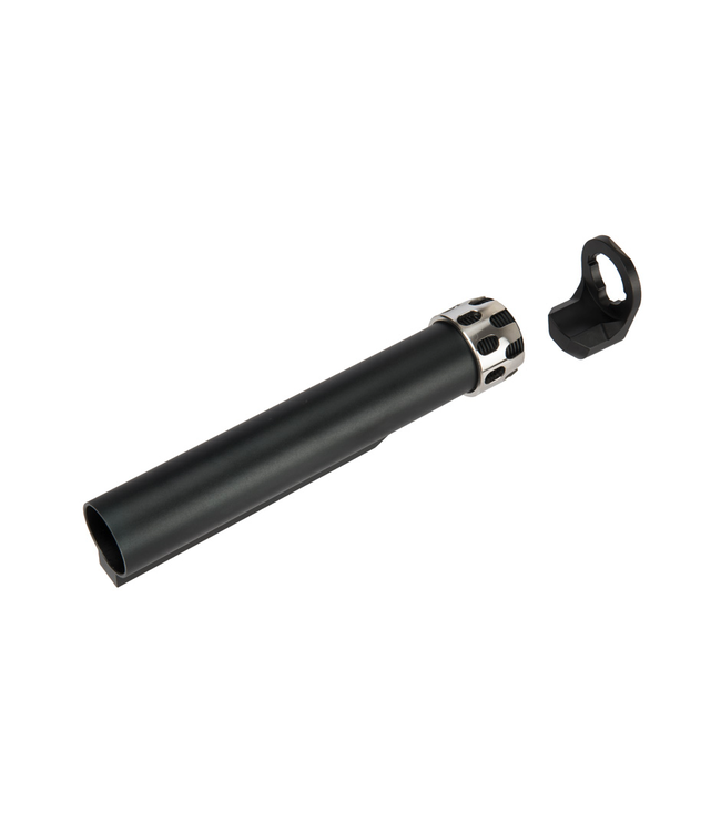 Lancer Tactical Buffer Tube, Extended End Plate, and Enhanced Castle Nut (Black)