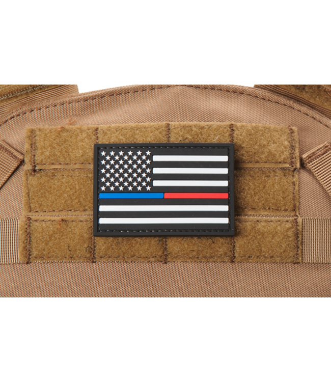 Lancer Tactical US Flag with Blue and Red Line PVC Morale Patch